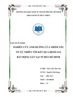 Nghiên cứu ảnh hưởng của nhóm yếu tố tự nhiên tới kết quả thẩm định giá bất động sản tại thành phố hồ chí minh 