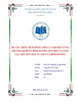 Phân tích đóng góp của FDI đến tăng trưởng kinh tế bình dương 1997   2009 và năng lực thu hút FDI của bình dương  