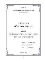 Tiểu Luận Các Loại Vaccine Và Các Loại Vaccine Hiện Đang Được Lưu Hành