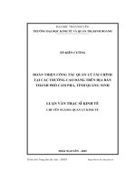 Hoàn thiện công tác quản lý tài chính tại các trường cao đẳng trên địa bàn thành phố Cẩm Phả, tỉnh Quảng Ninh (LV thạc sĩ))