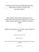 Hoạt động thực hiện chính sách tạo dựng việc làm cho người khuyết tật trong độ tuổi lao động. (Nghiên cứu trường hợp xã Liên Châu-Thanh Oai-Hà Nội)