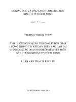 ẢNH HƯỞNG của QUẢN TRỊCÔNG TYĐẾN CHẤT LƯỢNG THÔNG TIN KẾTOÁN TRÊN báo cáo tài CHÍNHCỦACÁC DOANH NGHIỆPNIÊM yết TRÊN sàn CHỨNG KHOÁN TP HỒCHÍ MINH