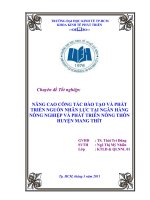 Nâng cao công tác đào tạo và phát triển nguồn nhân lực tại ngân hàng nông nghiệp và phát triển nông thôn huyện mang thít  