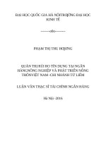 Quản trị rủi ro tín dụng tại Ngân hàng Nông nghiệp và Phát triển Việt Nam – Chi nhánh Từ Liêm