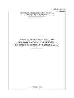 Mẫu Báo cáo thuyết minh tổng hợp Quy Hoạch, kế hoạch sử dụng đất - TT19BTNMT