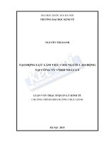 Tạo động lực làm việc cho người lao động tại Công ty trách nhiệm hữu hạn Nhất Ly