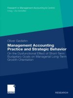 Management accounting practice and strategic behavior by oliver gediehn 