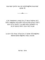 Quản lý hoạt động xúc tiến thương mại đối với ngành hàng Thủy sản xuất khẩu tại Hiệp hội Chế biến và Xuất khẩu thủy sản Việt Nam