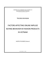Factors affecting online impulse buying behavior in fashion products in vietnam 