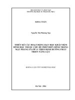 Thiết kế các hoạt động dạy học khái niệm hình học thuộc chủ đề phép biến hình trong mặt phẳng ở lớp 11 theo định hướng phát triển năng lực