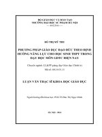 Luận văn Phương pháp giáo dục đạo đức theo định hướng năng lực cho học sinh THPT trong dạy học môn giáo dục thể chất hiện nay