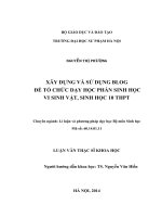 XÂY DỰNG và sử DỤNG BLOG để tổ CHỨC dạy học PHẦN SINH học VI SINH vật, SINH học 10 THPT