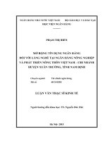 Luận văn Mở rộng tín dụng ngân hàng đối với làng nghề tại Ngân hàng Nông nghiệp và phát triển Nông thôn Việt Nam – Chi nhánh huyện Xuân Trường tỉnh Nam Định