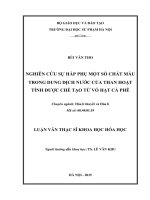 Luận văn Nghiên cứu sự hấp phụ một số chất màu trong dung dịch nước của than hoạt tính được chế tạo từ vỏ hạt cà phê