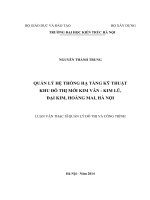 QUẢN lý hệ THỐNG hạ TẦNG kỹ THUẬT KHU đô THỊ mới KIM văn   KIM lũ,đại KIM, HOÀNG MAI, hà nội