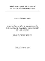 Tổng quan và giải pháp nghiên cứu các yếu tố ảnh hưởng đến năng lực cạnh tranh của doanh nghiệp du lịch bến tre