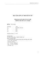 Đồ án lý thuyết ô tô  Đề 7 tính toán sức kéo của ô tô có hệ thống truyền lực cơ khí