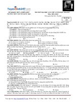 ĐỀ hóa và đáp án THPT CHUYÊN QUỐC học HUẾ  lần 1 