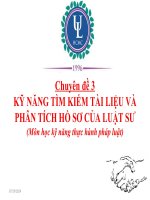 KỸ NĂNG tìm KIẾM tài LIỆU và PHÂN TÍCH hồ sơ của LUẬT sư 