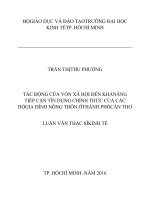 Thực trạng và giải pháp đánh giá tác động của vốn xã hội đến khả năng tiếp cận tín dụng chính thức của các hộ gia đình nông thôn thành phố cần thơ