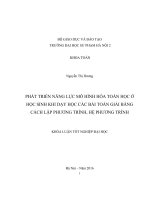 Phát triển năng lực mô hình hóa toán học ở học sinh khi dạy học các bài toán giải bằng cách lập phương trình, hệ phương trình