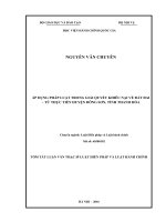 Áp dụng pháp luật trong giải quyết khiếu nại về đất đai  từ thực tiễn huyện đông sơn, tỉnh thanh hóa (TT)