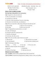 Đề thi học kì 1 môn Công nghệ lớp 6 trường DTNT Chi Lăng, Lạng Sơn năm học 2016  2017 