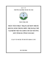 Phân tích thực trạng kê đơn thuốc kháng sinh trong điều trị ngoại trú tại bệnh viện đa khoa huyện hương sơn tỉnh hà tĩnh năm 2015 