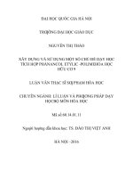 Xây dựng và sử dụng một số chủ đề dạy học tích hợp phần ancol etylic   polime hóa học hữu cơ 9