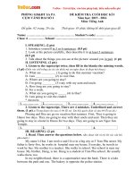 Đề thi học kì 1 môn Tiếng Anh lớp 6 Cụm vành đai số 2 huyện Sa Pa, Lào Cai năm 2015  2016 