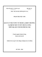 Quản lý nhà nước về thi đua, khen thưởng tại bệnh viện tuyến trung ương trên địa bàn thành phố hà nội (TT) 