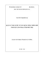 Quản lý nhà nước về xây dựng nông thôn mới ở huyện lâm thao, tỉnh phú thọ 