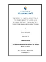The effect of capital structure on the profitability of listed real estate invesment trusts (reits) in the united kingdom from 2007 to 2014 