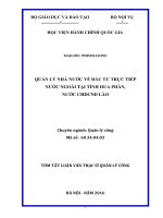 Quản lý nhà nước về đầu tư trực tiếp nước ngoài tại tỉnh hủa phăn nước CHDCND lào (tt) 