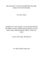 Nghiên cứu xây dựng các giải pháp nhằm ổn định và phát triển nguồn nhân lực tại khu công nghiệp phước đông, tỉnh tây ninh