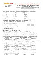 Đề thi học kỳ 1 môn Tiếng Anh lớp 6 huyện Vĩnh Tường, Vĩnh Phúc năm học 2015  2016 có đáp án 