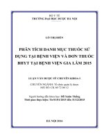 Phân tích danh mục thuốc sử dụng tại bệnh viện và đơn thuốc bảo hiển y tế tại bệnh viện gia lâm 2015 