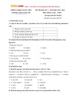 Đề thi học kỳ 1 môn tiếng Anh lớp 6 trường THCS Long Mỹ, Vĩnh Long năm học 2015  2016 có đáp án 