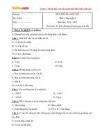 Đề thi học kì 1 môn Công nghệ lớp 6 năm học 2016  2017 