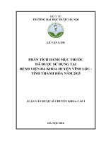 Phân tích danh mục thuốc đã được sử dụng tại bệnh viện đa khoa huyện vĩnh lộc   tỉnh thanh hóa năm 2016 