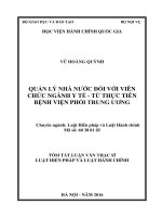 Quản lý nhà nước đối với viên chức ngành y tế – từ thực tiễn bệnh viện phổi trung ương (tt) 