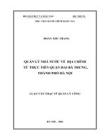Quản lý nhà nước về địa chính từ thực tiễn quận hai bà trưng, thành phố hà nội 