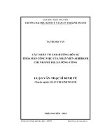 Các nhân tố ảnh hưởng đến sự thỏa mãn công việc của nhân viên Agribank chi nhánh Thị xã Sông Công ((LV thạc sĩ)