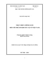 Thực hiện chính sách đối với trẻ em khuyết tật ở việt nam (tt) 