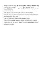 Đề kiểm tra học kì 1 môn Ngữ văn lớp 6 năm 2015  2016 trường THCS Hoa Lư