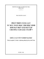 Phát triển năng lực tư duy toán học cho học sinh khi dạy học giải bài tập chương tam giác ở lớp 7 (LV tốt nghiệp)