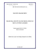 Thanh tra chuyên ngành trong lĩnh vực nội vụ ở tỉnh nam định (tt) 