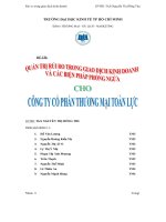 Quản trị rủi ro trong giao dịch kinh doanh và các biện pháp phòng ngừa cho công ty cổ phần thương mại toàn lực