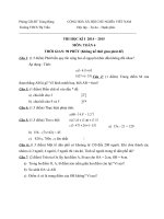 Đề kiểm tra học kì 1 môn Toán lớp 6 năm 2014  2015 Trường THCS Trảng Bằng