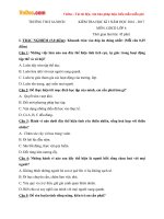 Đề thi học kì 1 môn Giáo dục công dân lớp 6 trường THCS Sa Nhơn, Kom Tum năm học 2016  2017 